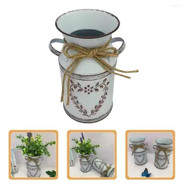 Vases en étain Vase Fleur seau pour arrangement Metal Retro Water Jug Floral Vintage Home Decor Jugs Pot Milk Fleurs