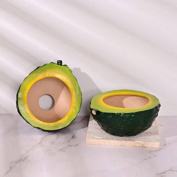 Jarrones TingKe, maceta de cerámica con forma de aguacate de dibujos animados creativos, decoración de frutas sencilla moderna, artesanías de jardín para el hogar