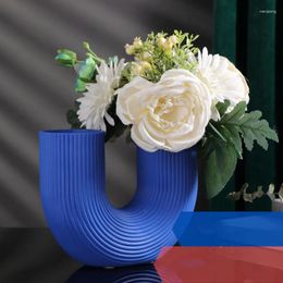 Vases TingKe Créatif En Forme De U Résine Vase Ornement Nordique Ins Maison Salon Bureau Décoration Art Abstrait Arrangement De Fleurs