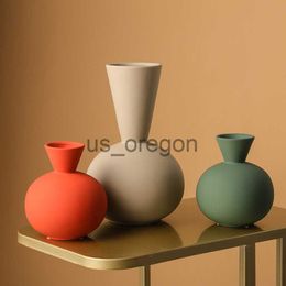 Vases TingKe Nordic ins style Morandi couleur simple vase en céramique ornements maison moderne salon décoration de bureau vase à fleurs séchées x0630