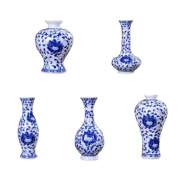 Floreros Chino Tradicional Azul Blanco Porcelana Florero Floreros De Cerámica Vintage Decoración Del Hogar Entrega Gota Jardín Dh1Vi