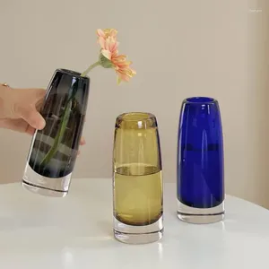 Vases Vase en verre coloré transparent, lumière hydroponique, luxe et artisanat haut de gamme