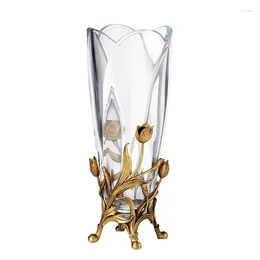 Vazen transparant kristalglas ingelegd koper vaas model kamer villa home decoratie ornamenten bloem arrangement apparaat