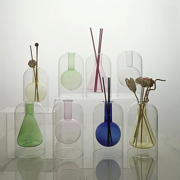 Vases Diffuseur transparent avec 10 bâtons de parfum Organisateur d'huile essentielle Art Bouteille hydroponique DÉCOR DE BUREAU MODERNE MODER