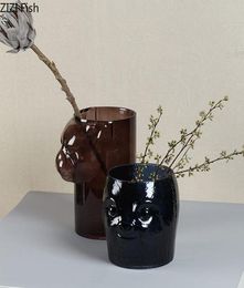 Vases Verre transparente Otter Bear Head State Bureau décor Ornements Fleur insert peint Vase Vase Vase Home Decoration Modern2077749