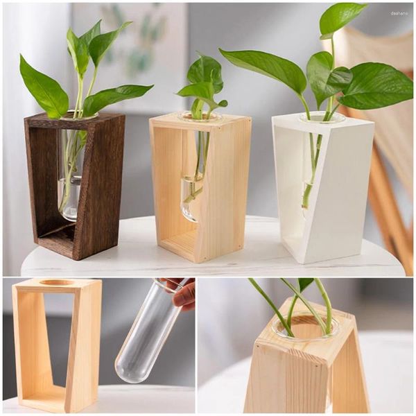 Vases Tube de verre transparent Vase auto-adhésif hydroponique plantes support Test décoration de la maison plante pot de fleur fournitures