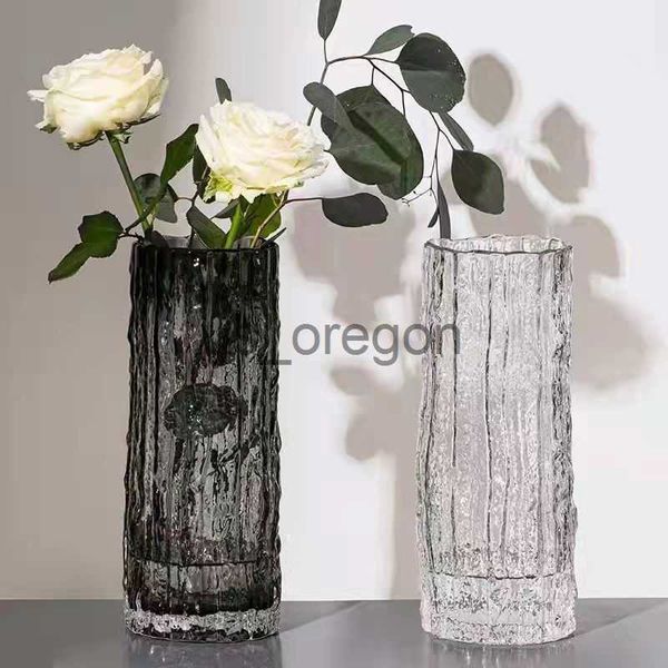 Vases Vase en verre transparent décorations salon glacier extrême fumée cendres cylindre vase décoration moderne décorations vases x0630