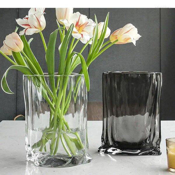 Vases transparent hydroponie en verre vase créatif sac forme de sac de fleur pots de bureau décoration artisanat arrangement fleurs floral