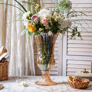 Vazen transparant grote Europese stijl bloemstukken gedroogde vloer hydrocultuur pot woonkamer kunstwerken decoratie