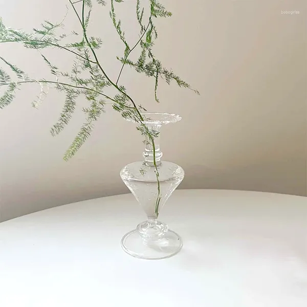 Vases Transparent Sablage Arrangement De Fleurs Art Créatif Bouteille Hydroponique Moderne En Verre Salon Décoration De Bureau