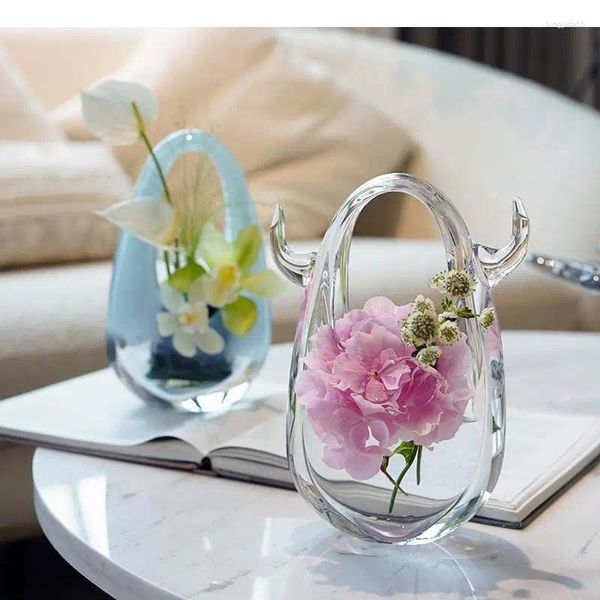 Vases Sac fourre-tout Transparent Vase décoratif gouttelettes d'eau décoration de bureau en verre Arrangement de fleurs Pots de fleurs hydroponiques