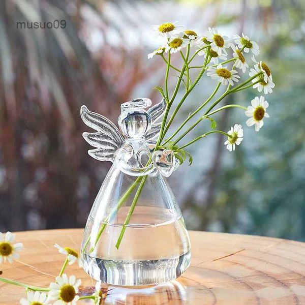 Vases Vase Transparent mignon verre clair ange forme fleur plante suspendus Vase décorations de mariage pour placer des fleurs maison décorationL24