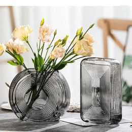 Vases Transparentes Stripes verticales Vase Vase Vase Hydroponic Pots de fleurs Décoration Arrangement décoratif artificiel Arrangement floral