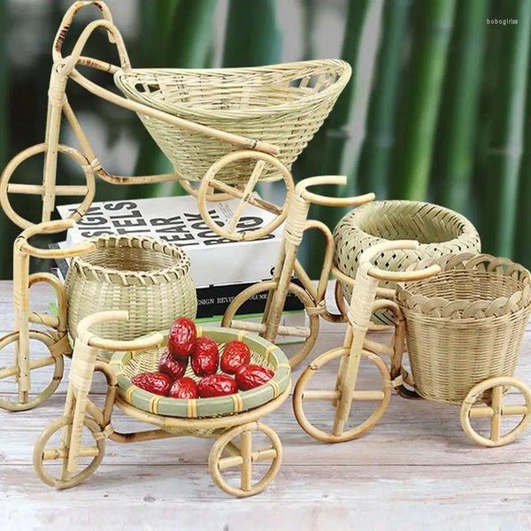 Vases Tricycle Forme Fruits et panier de fleurs Conteneur de stockage Design Pot Décoration de fête