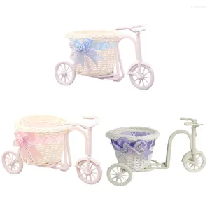 Vases Tricycle en forme de panier de fleurs décoration de cérémonie de mariage conteneur de stockage de vélo bleu