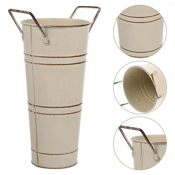 Vases Umbrella Stand Tin Flower Pot Outdoor Decor Old Country Holder Iron Metal