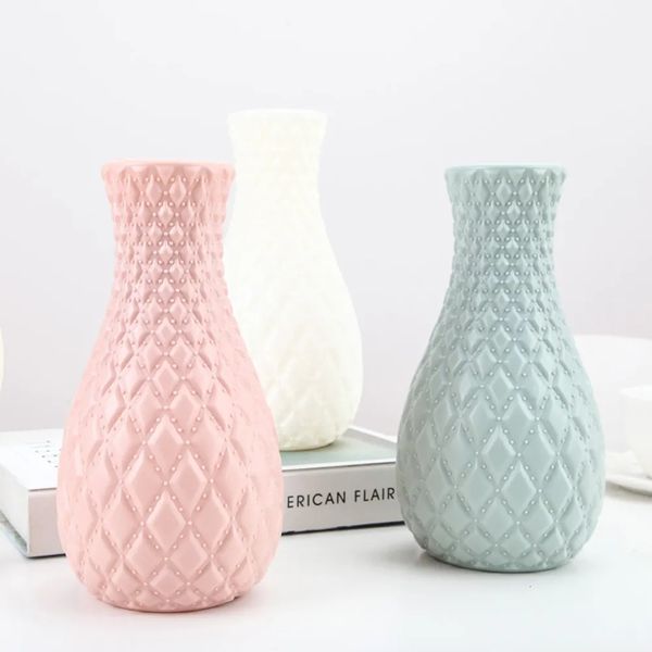 Vases Vase à fleurs en plastique incassable, décoration de maison, Imitation blanche, Pot en céramique, décor de Style nordique, conteneur 231019