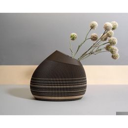 Jarrones Jarrón japonés minimalista 3D único para flores secas: decoración de interiores moderna, regalo perfecto para mamá o compañero de trabajo, entrega directa a casa Dh8Lk