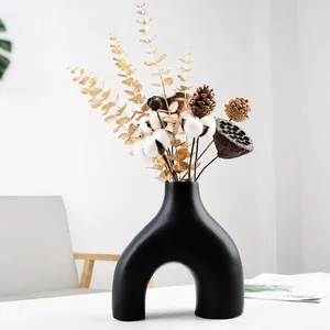 Vases Vase en céramique unique, décor de ferme moderne pour la maison, forme irrégulière, table de plantes à fleurs