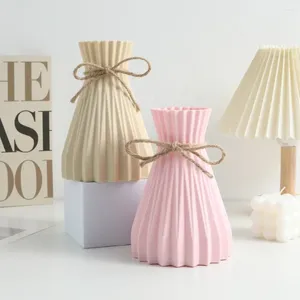 Vases Unique Design Origami Vase Anti-Fall Simple Simulate Flower Holders Fiower Art Arrangement de mariage à rayures en plastique