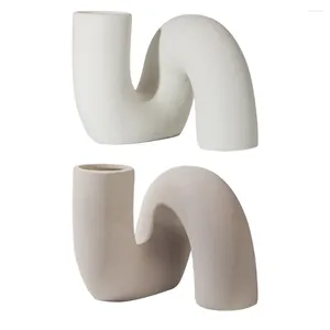 Vases Unique minimaliste Vase moderne Vase blanc céramique boho de style nordique Fleur pour le salon / mariage / bureau / décoration
