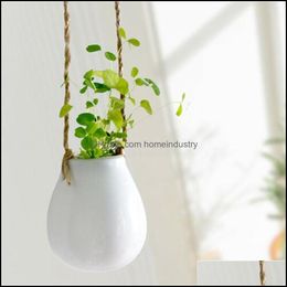 Vazen US Home Garden Balkon Keramische Hanging Planter Flower Pot Plant Vaas met Twine Little Bottle Decor2532 Drop Delivery 2021 Homei Dhydw