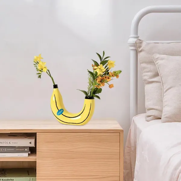 Vases Ornement de banane utile Couleur jaune vif décorative stable Aradition de fleurs de base Vase Vase Plant Branch Flower