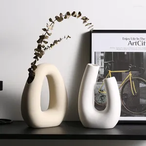Vases Vas Keramik Poutih Hidroponik Gaya Skandinavia Pot Bunga Sederhana Aksesoris Meja Kamar Mandi Dekorasi Ruang Estetika