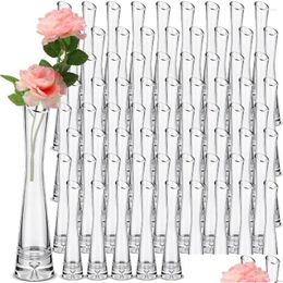 Vases Vase 72 PCS Clear grand bourgeon Bk Single tige fleur Skinny Cylinder décoratif pour centres de table