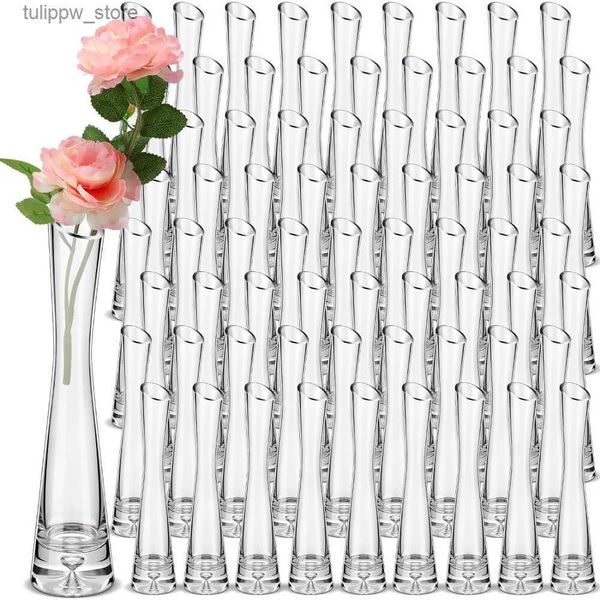 Vases Vase 72 pièces de grands Vases à bourgeons en verre transparent en vrac Vase à fleur à tige unique Vases cylindriques décoratifs maigres pour centres de table maison L240309