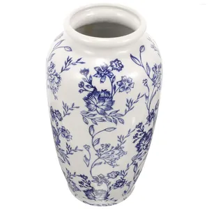 Vases Vase Bleu Blanc Porcelaine Desktop Vintage Decorative Pot conçu Salon céramique