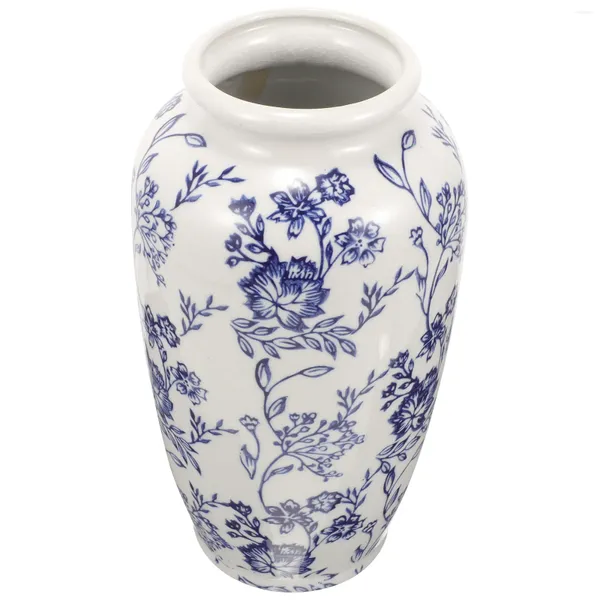 Jarrones jarrones azules blancos de porcelana blanca de porcelana de la olla decorativa de la sala de estar diseñada