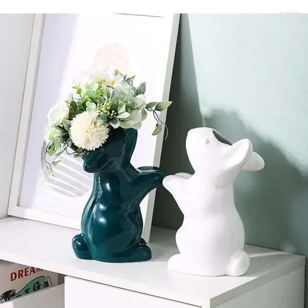 Vases Vase Céramic Simulation Sculpture Animal Artisanat Floriage Floriage Hydroponie Décoration de maison