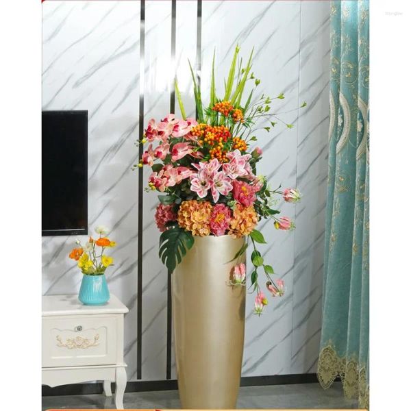 Vases Vase Décoration Arrangement de fleurs Plancher artificiel Grande lumière Luxe Salon Floriculture Ensemble