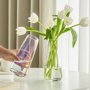 Vases Vase Decoration Salon Arrangement de florais Fleurs de verre transparent Lys Lys Rose Tulips Special Water Sensed High-Grade Sens