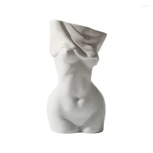 Vases Vase Femme Body Art Fleur Céramique Humaine Décor À La Maison Blanc Petite Bouche Design Artiste Salon Arrangement