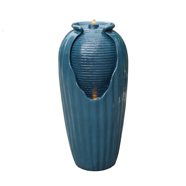 Vases Vase Fontaine à eau avec lumières LED Bleu Intérieur Extérieur 230731