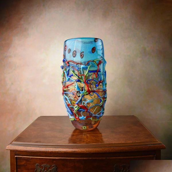 Vases Vase de style vibrant grand pot de fleur en verre fabriqué à la main décor à la maison italien idée cadeau unique robuste et livraison directe maison jardin H ot96h