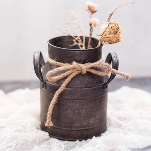 Vazen Vintage Retro Shabby Iron Milk Jug Tuin Pating Bloem Vaas Pot Decor Succulente Plant Display Stand Room