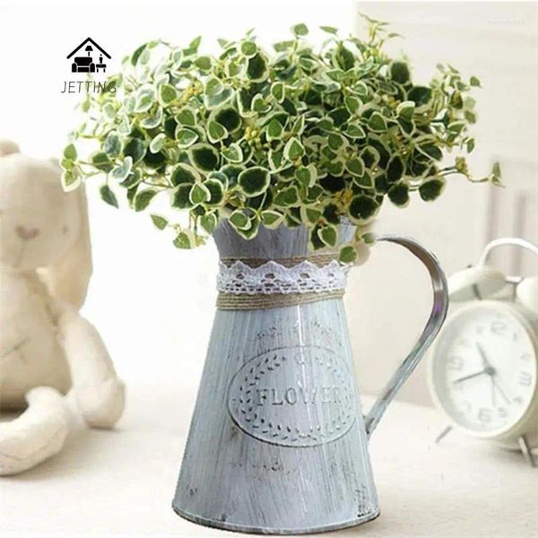 Vases Vintage Tin Seau À La Mode Fer Fleur Vase Rétro Pichets En Métal Pour La Maison Bureau Salon Décoration