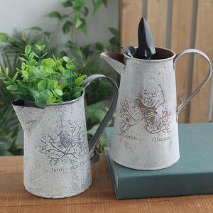 Vases Vintage Tin Seau Métal Fleur Vase Galvanisé Rustique Maison Décorations De Jardin De Mariage Style De Campagne