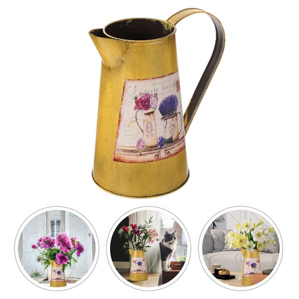 Vases Vintage Vase En Étain Arrangement De Fleurs Ware Décoration De Mariage Décorer Feuille De Fer Vieux Traitement Maison 230701