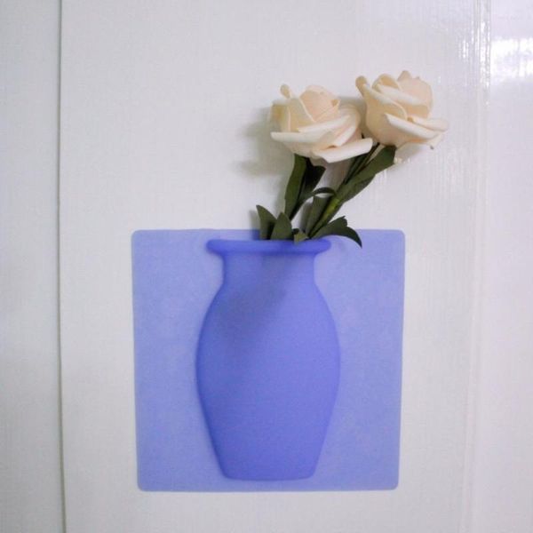Vases Mur Accessoires Plante En Caoutchouc Décoration De La Maison Autocollant Fleur Vase Facile Amovible Réfrigérateur Magique