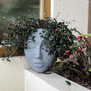 Vazen muur bloem pot hars gezicht sappige plantencontainer figuur tuin decor cadeau voor vrienden en familie