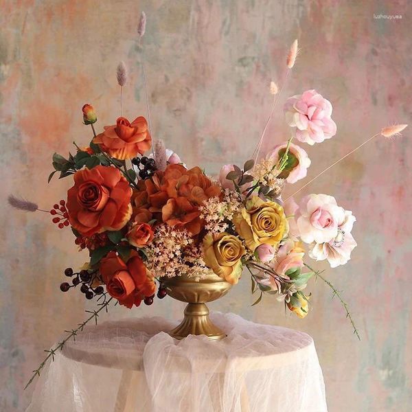 Vases de mariage fleur trompette vase de table centres de table décor fournitures de fête support d'or vintage pour