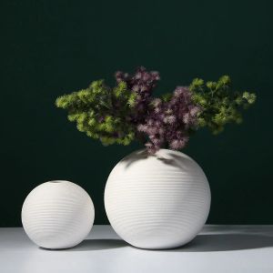 Vases Vase à fleurs en forme de boule blanche pot en céramique support de fleurs artificielles décoration d'étagère d'entrée de bureau à domicile rond 13 18 cm taille