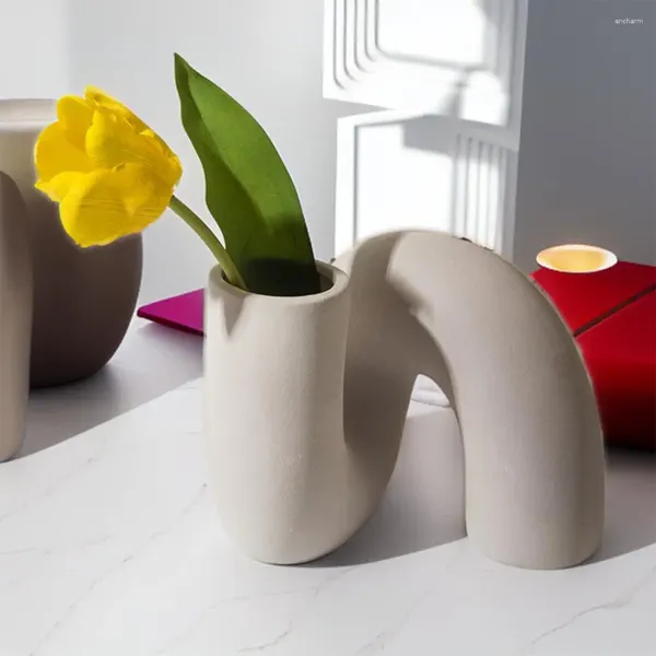 Vases Vase à fleurs torsadé en céramique blanche moderne mat minimaliste bohème bureau chambre bureau plante décoration