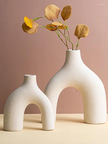 Vases Vase en céramique blanc style européen arrangement de fleurs simples décoration de chambre hydroponique décoration intérieure moderne