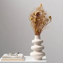 Vases Vase en céramique blanc nordique moderne beignet accessoires de décoration de maison de chambre à coucher de chambre à coucher