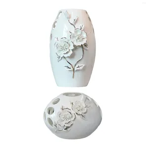 Jarrones Cerámico White Ceramic Table Ornament Hollow Out Decorativo para la fiesta de bodas Coffee Coffee multifuncional